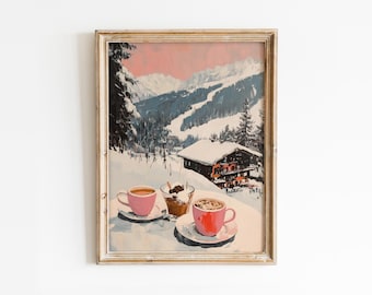 Skireep met warme chocolademelk: girly winter Après-decor (digitale download)