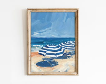 Strandparasols Art Print: trendy kustdecor (digitale download)