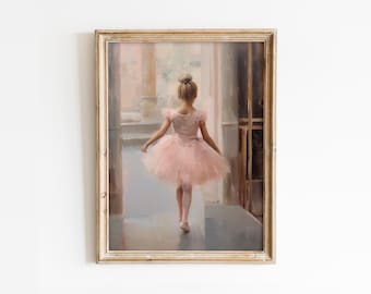 Vintage Ballerina Print: Coquette Nursery Decor,Pink Ballet Girl Poster (Digital Download)