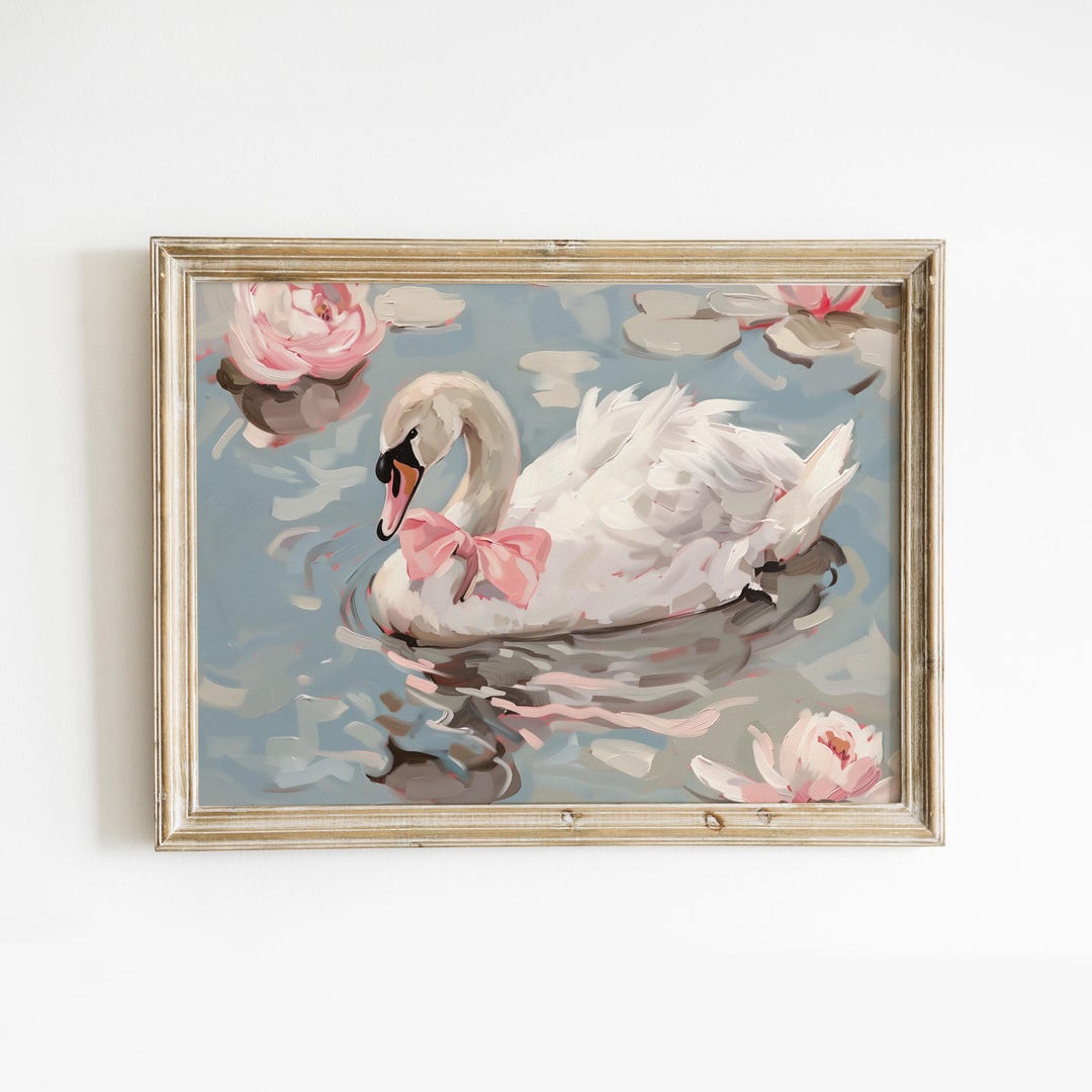 Coquette Swan Lake Art Print: Cottagecore Nursery Decor (digital ...