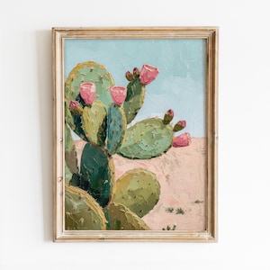 Süße Kaktus druckbare Wandkunst, trendiges Palm Springs Poster, Preppy Dekor, Girly Sommerdruck, westliche Mexiko-Wandkunst digitaler Download