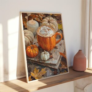 Pumpkin Spice Latte Art Print: gezellige herfst keukendecor, poster koffie warme chocolademelk (digitale download) afbeelding 6