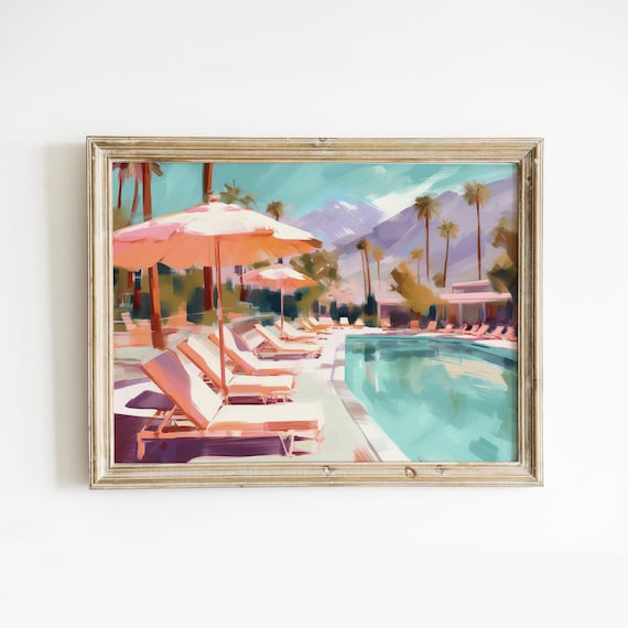 Retro Swimming Pool Print: Palm Springs Summer Art (digital