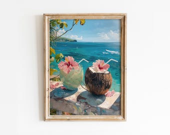 Coconut Cocktail Print: Trendy Preppy Room Decor (Digital Download)