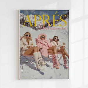 Aprés Ski Girly Wandkunst, Funky Skiing Poster, Preppy Skihütte Dekor, Vintage Ski Print, trendige Winter Wandkunst Digital Download