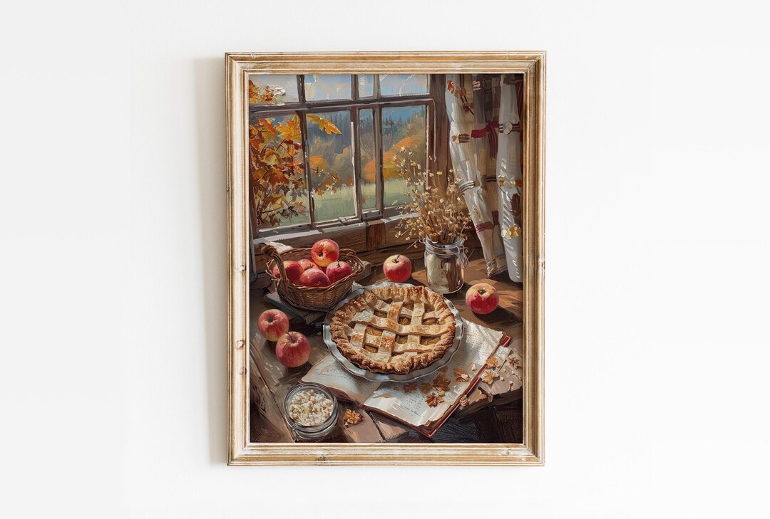 kitchen wall art set retro pie vintage printable... Vintage Apple Pie Print: Girly Baking Poster, Cozy Fall Kitchen Decor ...