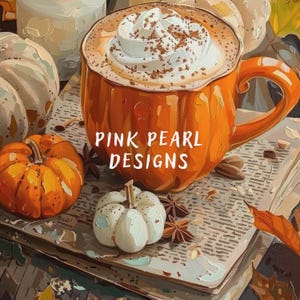 Pumpkin Spice Latte Art Print: gezellige herfst keukendecor, poster koffie warme chocolademelk (digitale download) afbeelding 8
