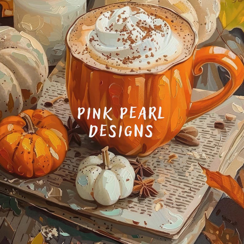Pumpkin Spice Latte Art Print: gezellige herfst keukendecor, poster koffie warme chocolademelk (digitale download) afbeelding 8