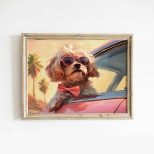 Cavapoo Puppy Art Print: Palm Springs Retro Dog (Digital Download)