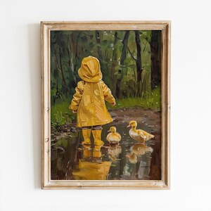 Impressão de outono de patinhos: arte de parede aconchegante para berçário de outono (download digital)
