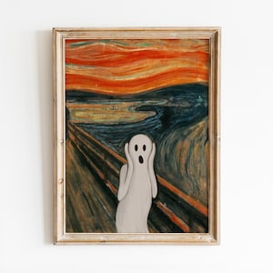 Halloween Inpired Famous Scream Printable Wall Art, Trendy & Funny Ghost Poster, Spooky Season Room Decor, Funky Print, Digital Download