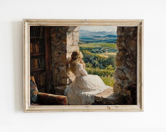 Girl in the Tower TLOAS Print: Vintage Room Decor, Country & Rustic Painting, TS Poster (Digital Download)