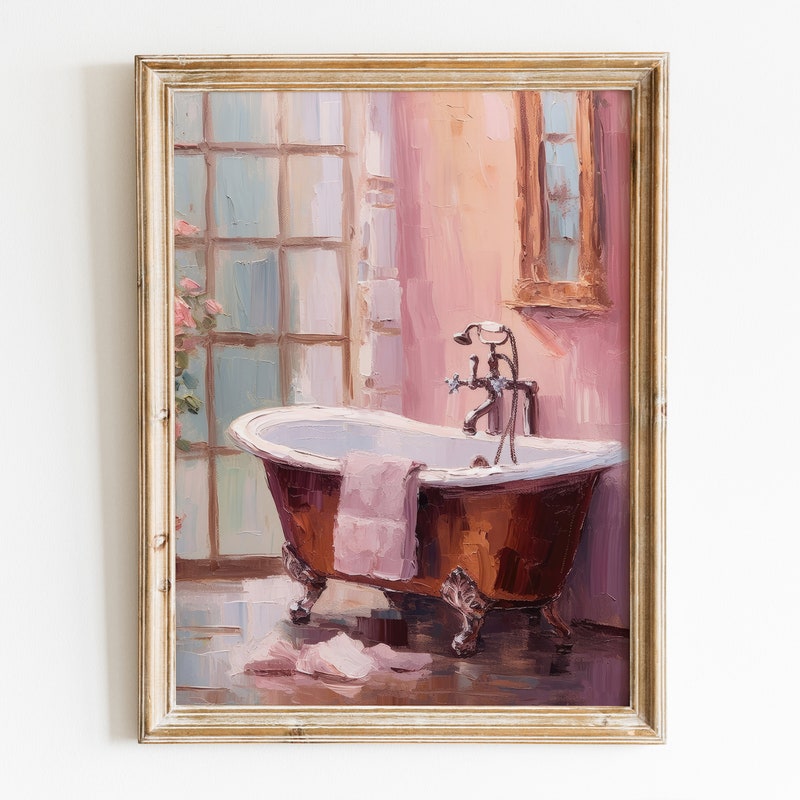 Pink Bathroom Art Etsy