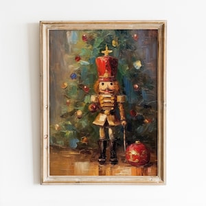 Vintage Nutcracker and Christmas Tree Print: Xmas Holiday Poster, Girly Nursery Decor (Digital Download)