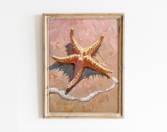 Lámina de estrella de mar coqueta: Póster náutico costero de moda, decoración playera y elegante para habitación (descarga digital)