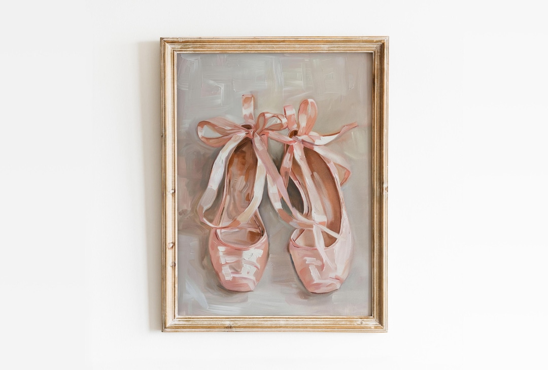 Ballet Pointe Shoes Printable Wall Art, Girly Ballerina Print, Vintage Coquette Poster, Preppy ...