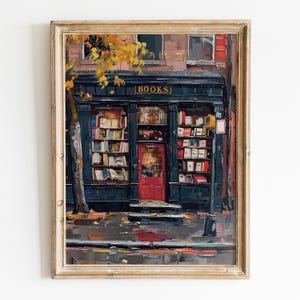 Book Store Vintage druckbare Wandkunst, Herbst gemütliches Zimmer Dekor, New York Bookshop Druck, Buchliebhaber Academia Poster, lesen digitaler Download