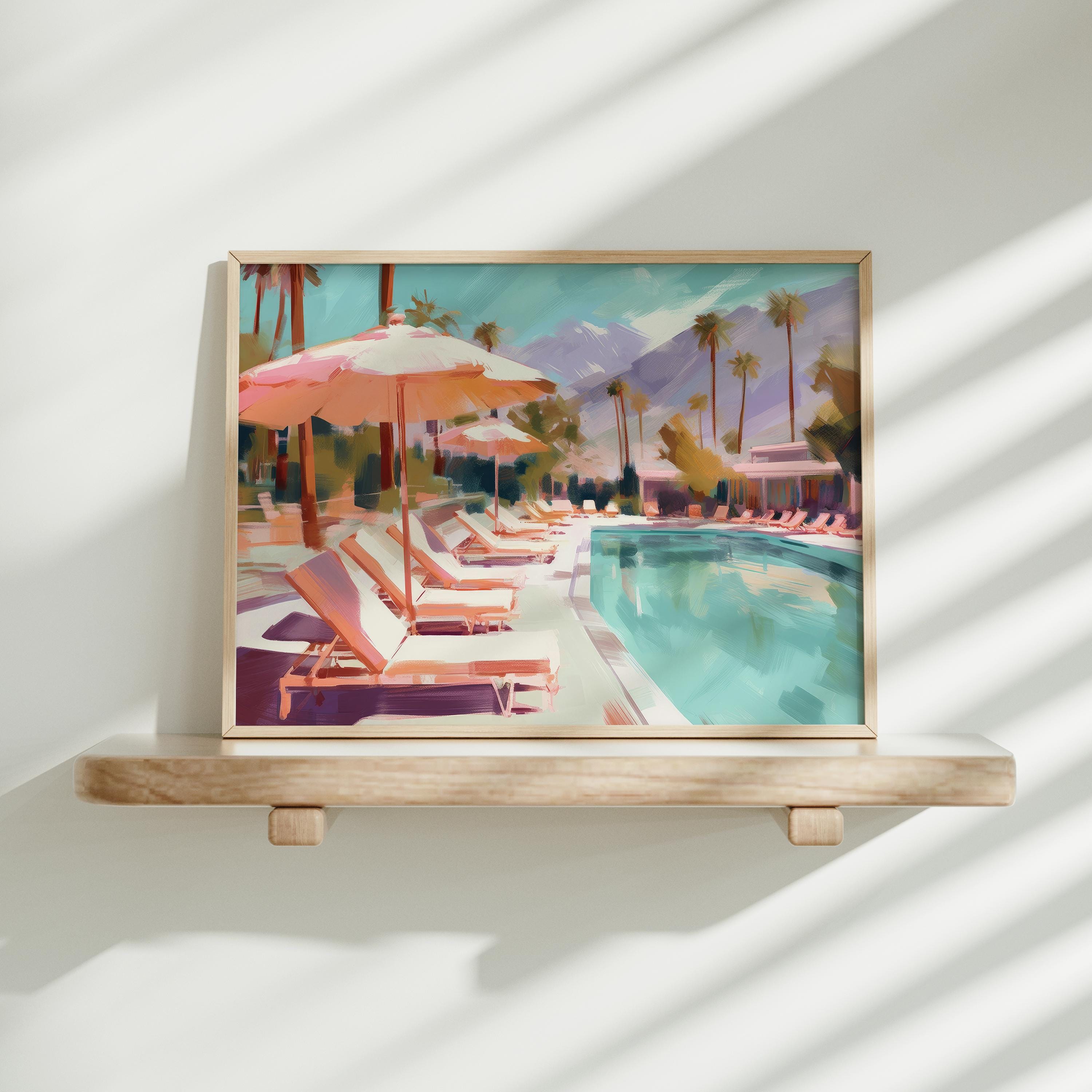 Retro Swimming Pool Print: Palm Springs Summer Art (digital
