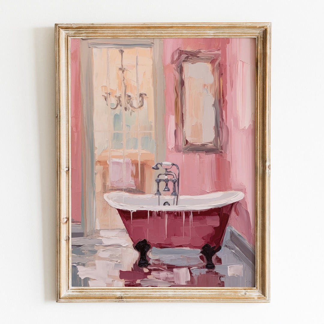 Pink Vintage Girly Bathroom Printable Wall Art, Trendy Bathroom Prints ...