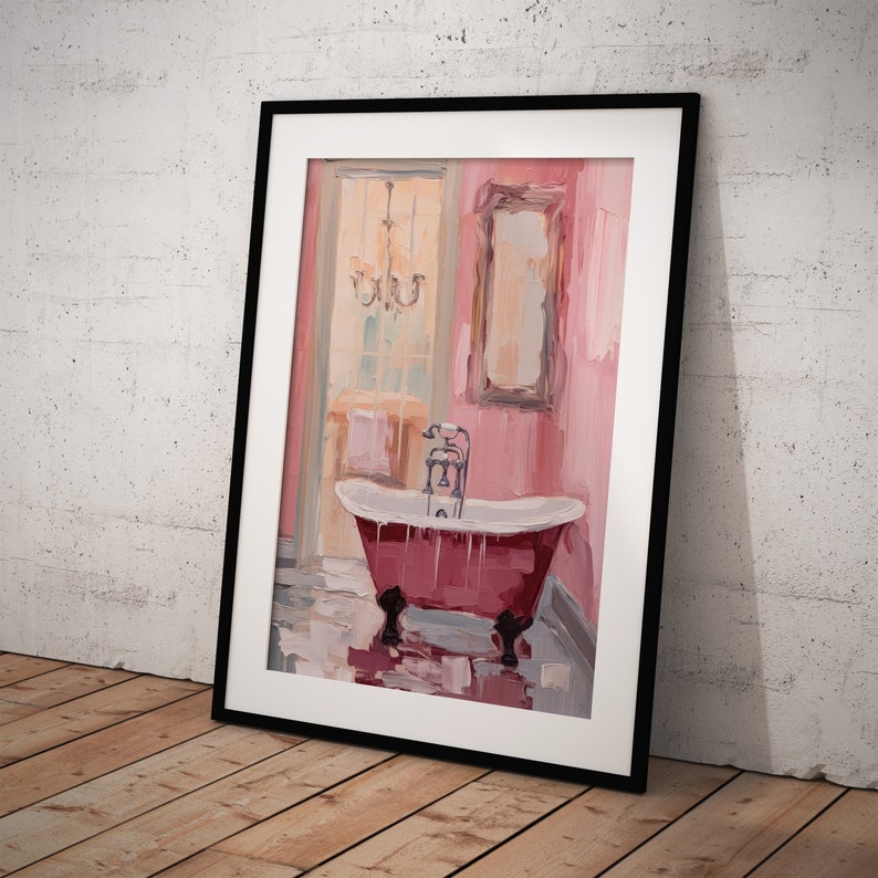 Pink Vintage Girly Bathroom Printable Wall Art, Trendy Cute Bathroom Prints, Preppy Bathroom Decor, Vintage Pink Wall Art Digital Download image 5