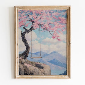 Cherry Blossom Tree Printable Wall Art, Trendy Spring Prints, Preppy Room Decor, Girly Pink Floral Posters, Sakura Tree Digital Download