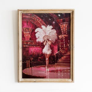 Las Vegas Showgirl Burlesque Print: Preppy TLOAS Room Decor, Funky Pink TS Poster (Digital Download)