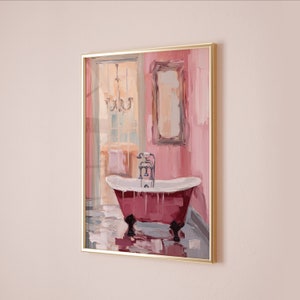 Pink Vintage Girly Bathroom Printable Wall Art, Trendy Cute Bathroom Prints, Preppy Bathroom Decor, Vintage Pink Wall Art Digital Download image 4