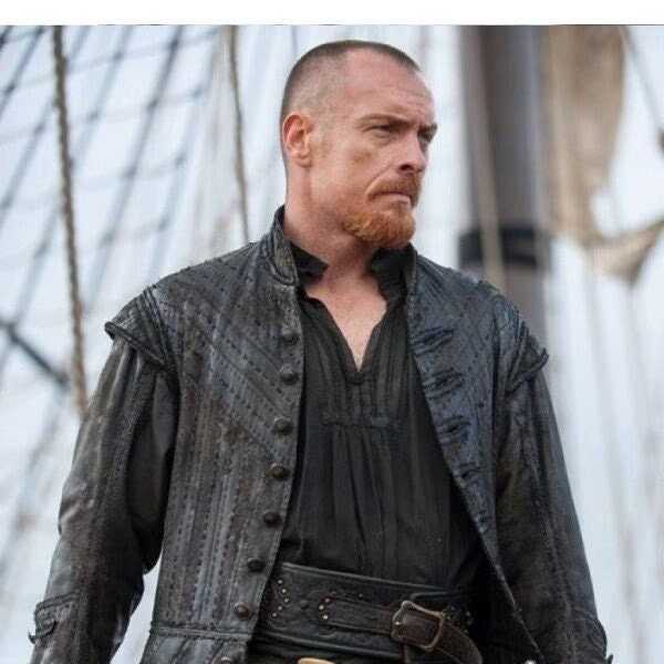 Black Sails Season 3 Pirate Captain Flint Real Leather & Synthetic Leather Mens Trench Coat Halloween Costume Handmade