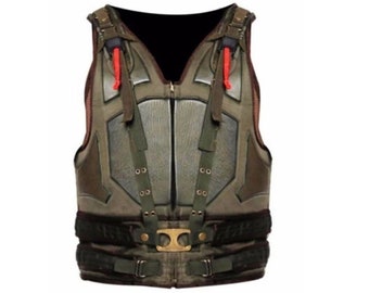 Dark Knight Rises Tom Hardy Halloween Faux Leather Green Bane Tactical Vest Handmade