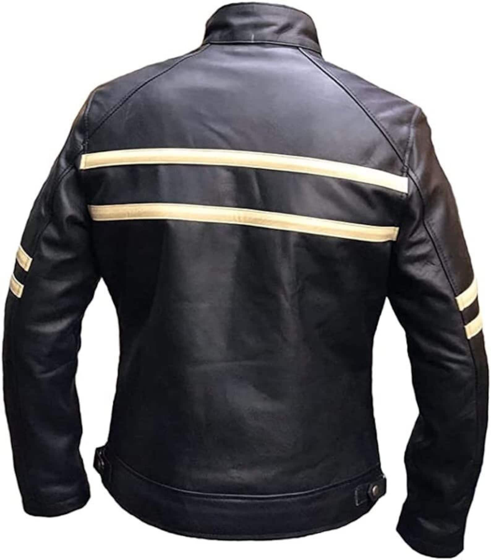 Mens Cruise Cafe Racer Stripe Biker Leather Jacket Handmade Etsy — free download