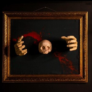 Skull Framed Wall Art, Gold Framed Wall Art, Gothic Framed Wall Hanging, Dark Wall Art, Skull Decor,Skull Art,Gothic Home Decor