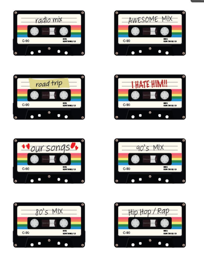 Personalized Retro Cassette Tape Stickers Set - Personalized Decals ...