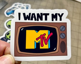 I Want My MTV Sticker: Retro TV Decal, 80s Music Fan Gift