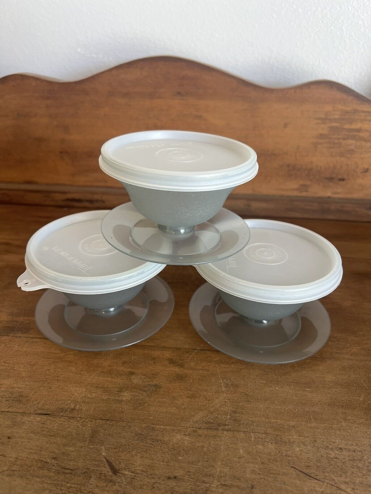 Lot de 3 coupes à dessert parfaites Tupperware vintage avec couvercles, lot de 3 gris fumé 754-30