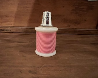 Perfume Pink Bottle Milk Glass THIMBLE VTG RARE