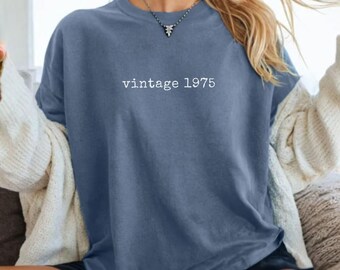 50th Birthday Shirt 1975 Vintage Grunge Shirt 50th Gift for Women Men Custom Year 1975 Tshirt Born in 1975 Tee Personalized Birthday Tshirt