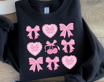 Coquette Sweatshirt Pink Bow Mom Sweater Trendy Ribbon Crewneck Women Sweatshirt Gift Cute Ribbon Mama Sweatshirt Teenage Girl Birthday Gift