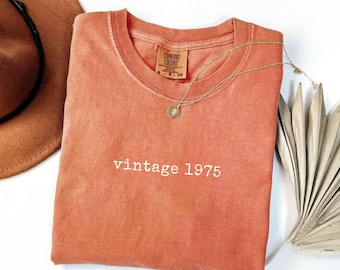 50th Birthday Shirt 1975 Vintage Shirt 50th Gift for Women Men Custom Year 1975 Tshirt Born in 1975 Tee Personalized 50th Birthday Tshirt