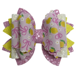 Pink Lemonade Coquette Tumbler Bow, Lemons, Pink and Yellow Lemons Bow, Straw Bow, Tumbler Accessories, Tumbler Bows