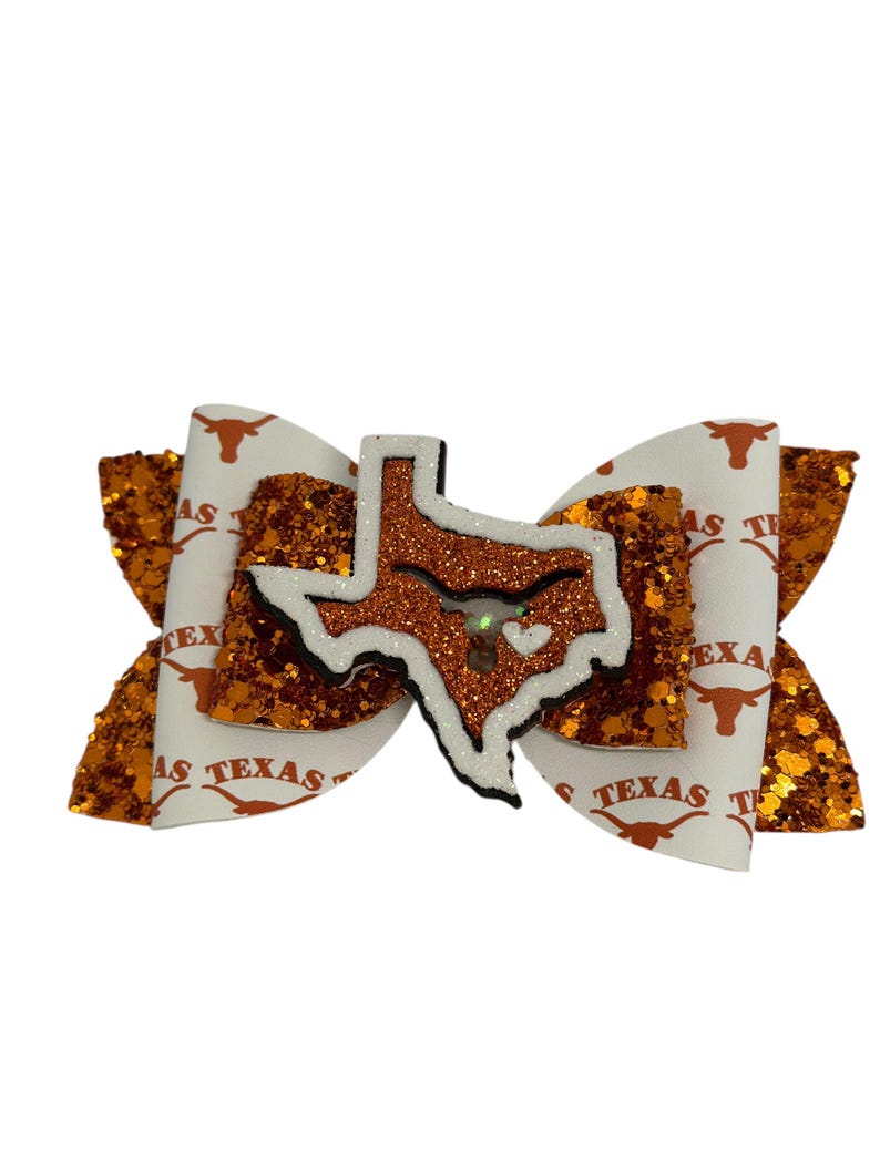 Ladies UT Austin bow, Girls UT Bow; Texas Longhorns bow , back to school, College Football Fan Bow, UT bow; ut austin bow; Longhorn Bow; image 6