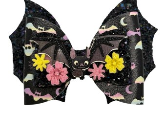 Halloween Rainbow Bat Girl's Hair Bows, Cute Bat Bows, Halloween Bows and Accessories, Cute Gifts for Girls, Costumes
