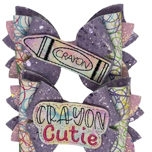 Crayon Pigtail Bow set, Crayola Back to School bows, Pigtail Bows, School bows, Back to school bows, Crayon Cutie