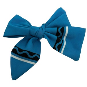Back to School Bow, Blue Crayon Bow, Blue Crayon Pigtail Bows, Cute School Bows, Girls School Bows, Crayon Bow, Cotton Crayon Bow