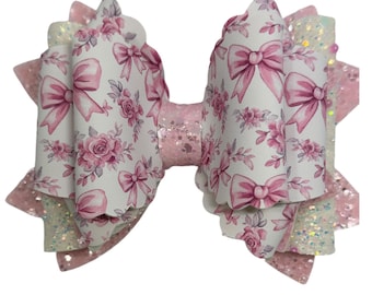 Tumbler Floral Coquette Bow, Straw bow, Tumbler Bows, Tumbler Straw bows, Pink Floral Coquette, Pink Toile, Fancy Bow