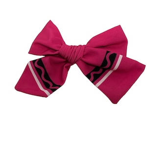 Back to School Bow, Pink Crayon Bow, Pink Crayon Pigtail Bows, Cute School Bows, Girls Schools Bows, Girls Crayon bow, Cotton Crayon Bow,