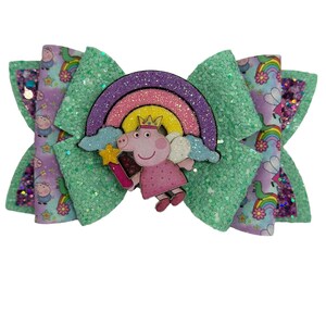 Girls Peppa Pig Bows, Pink Pig Pigtails Bows, British Pig Bows, Cute girls Bows, Birthday Bows