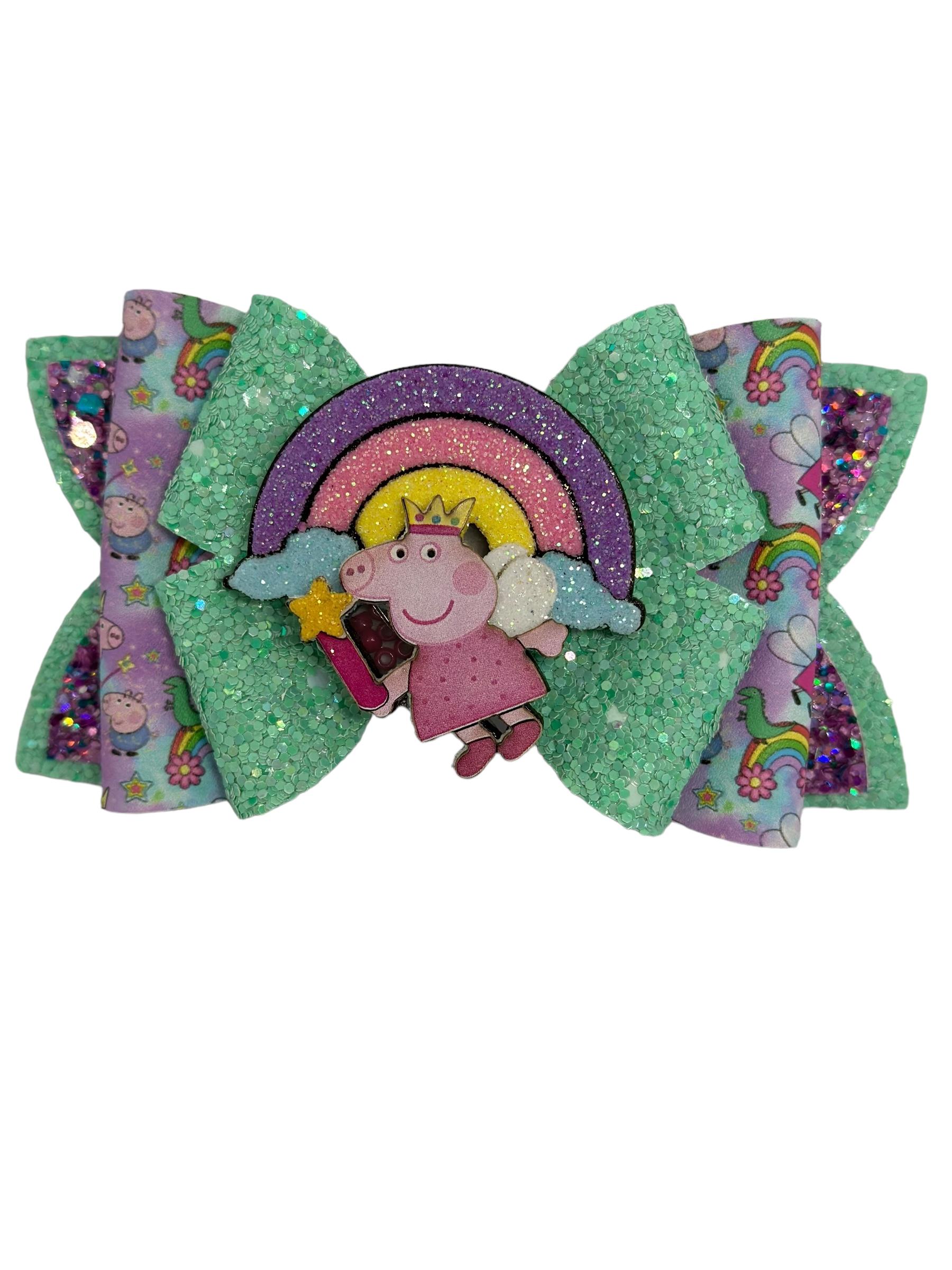 Girls Peppa Pig Bows, Pink Pig Pigtails Bows, British Pig Bows, Cute girls Bows, Birthday Bows
