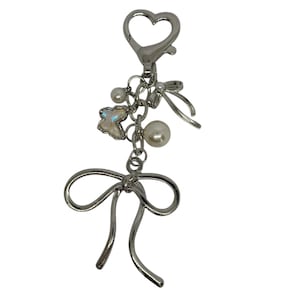 Charm para vaso con lazo y mariposa, Charms brillantes para bolso, Llavero con lazo y mariposas, Accesorios para vaso