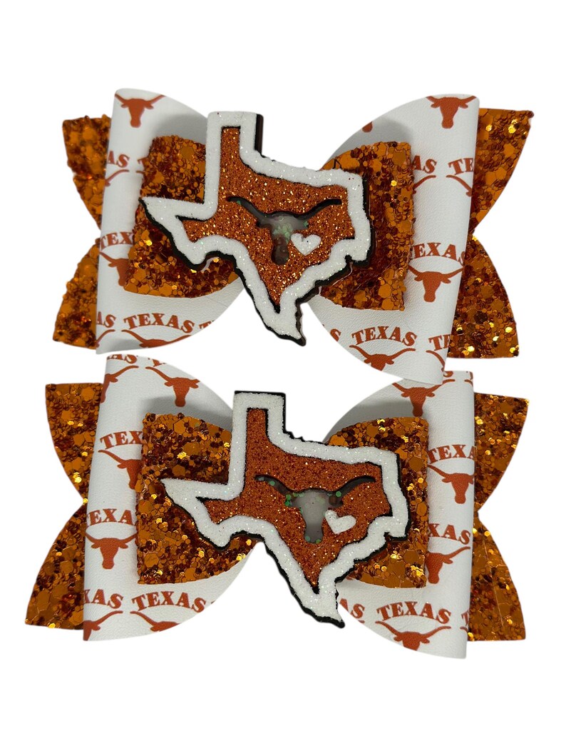 Ladies UT Austin bow, Girls UT Bow; Texas Longhorns bow , back to school, College Football Fan Bow, UT bow; ut austin bow; Longhorn Bow; 4 inch pigtails