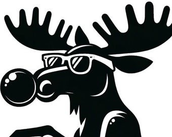 CHILL MOOSE SVG, moose with sunglasses, moose dxf, moose Svg Files For Cricut, Silhouette, moose cut file, moose eps, moose png, moose print